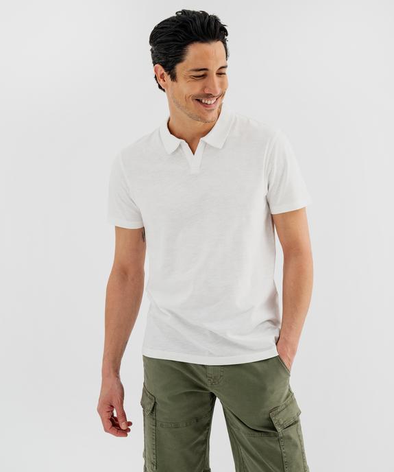 Polo manches courtes en jersey de coton flammé homme vue1 - GEMO 4G HOMME - GEMO