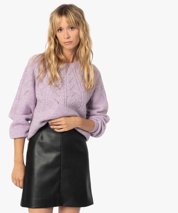 Pull femme en maille ajourée sur l’avant vue1 - GEMO 4G FEMME - GEMO