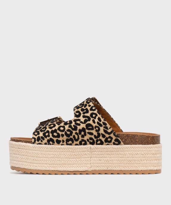 Mules imprimé léopard à semelle plateforme femme - 5 Miles vue3 - 5 MILES - GEMO
