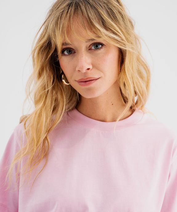 Tee-shirt manches courtes col rond uni en coton femme vue2 - GEMO 4G FEMME - GEMO