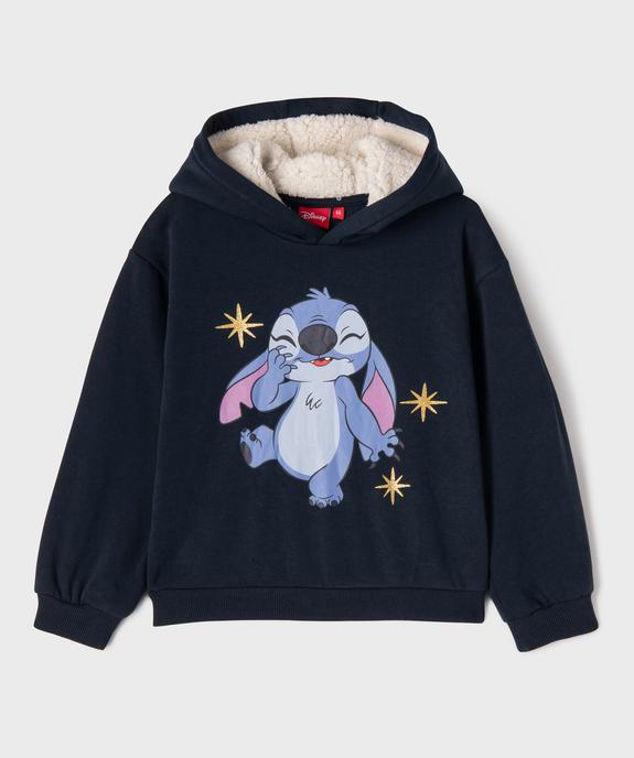 Sweat à capuche doublée sherpa avec motif Stitch fille - Disney vue1 - LILO & STITCH - GEMO