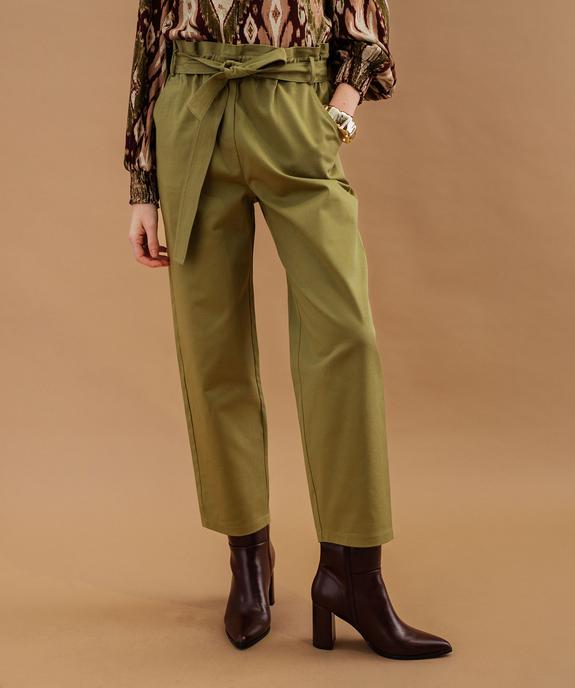 Pantalon mom à taille paper bag élastiquée femme vue1 - GEMO(FEMME PAP) - GEMO