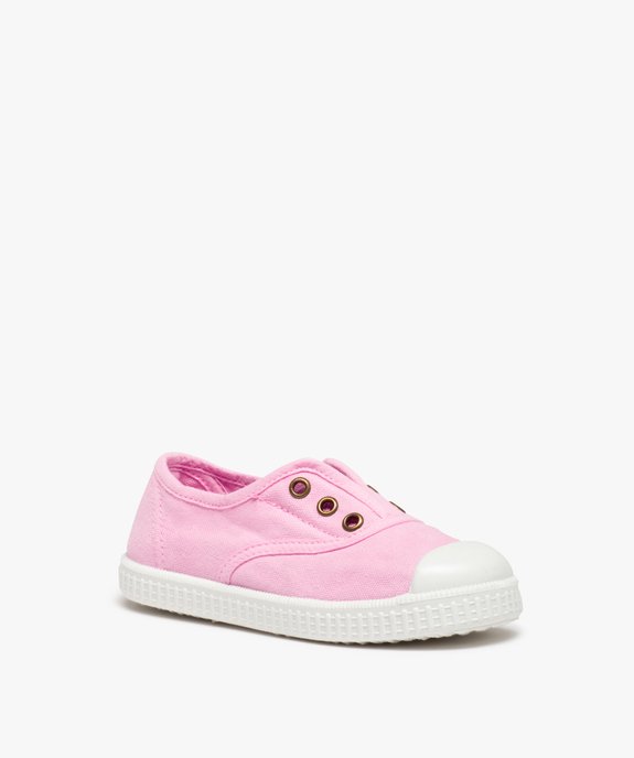 Baskets fille élastiquées en toile unie et bout renforcé vue2 - GEMO (ENFANT) - GEMO