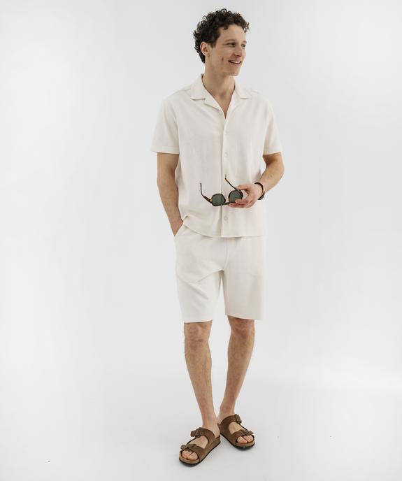 Bermuda en maille de coton texturée homme vue4 - GEMO 4G HOMME - GEMO