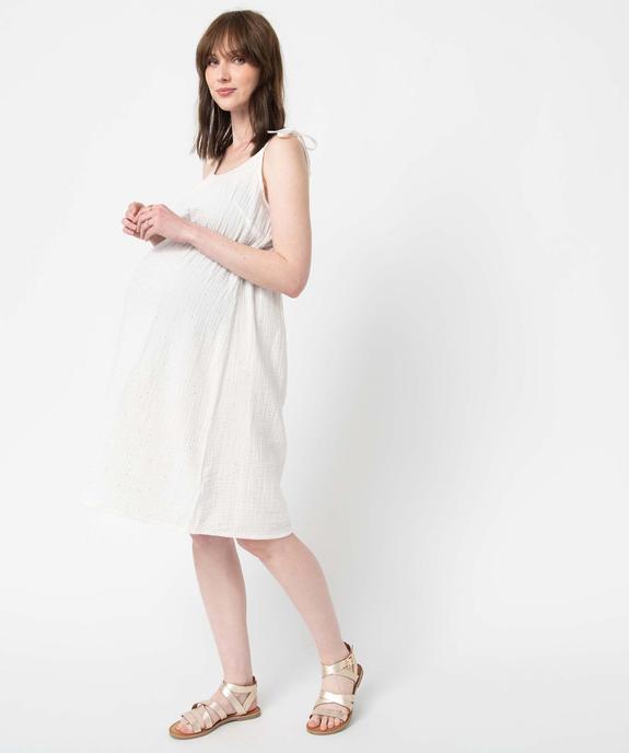Robe de grossesse à fines bretelles en gaze de coton vue1 - GEMO (MATER) - GEMO