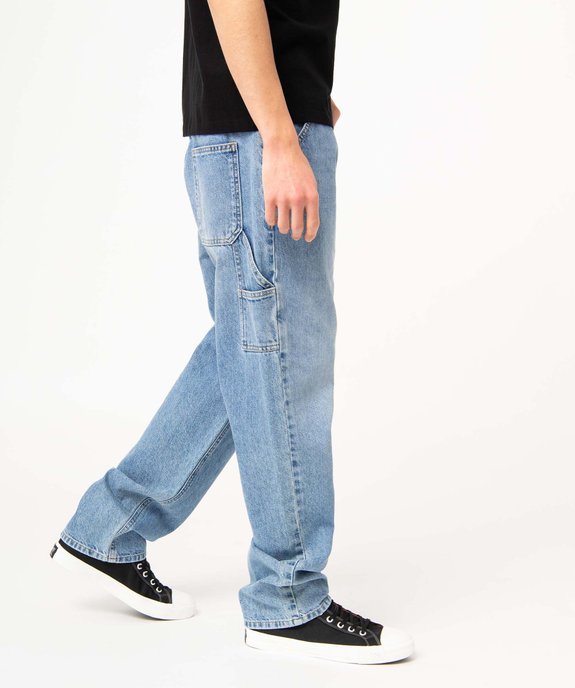 Jean homme style charpentier en denim délavé vue1 - GEMO (HOMME) - GEMO