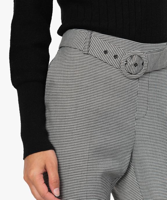 Pantalon femme pied-de-poule à ceinture et revers vue2 - GEMO(FEMME PAP) - GEMO