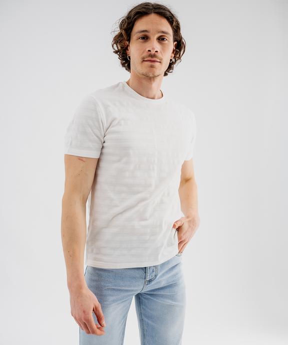Tee-shirt manches courtes uni effet rayé homme vue1 - GEMO 4G HOMME - GEMO