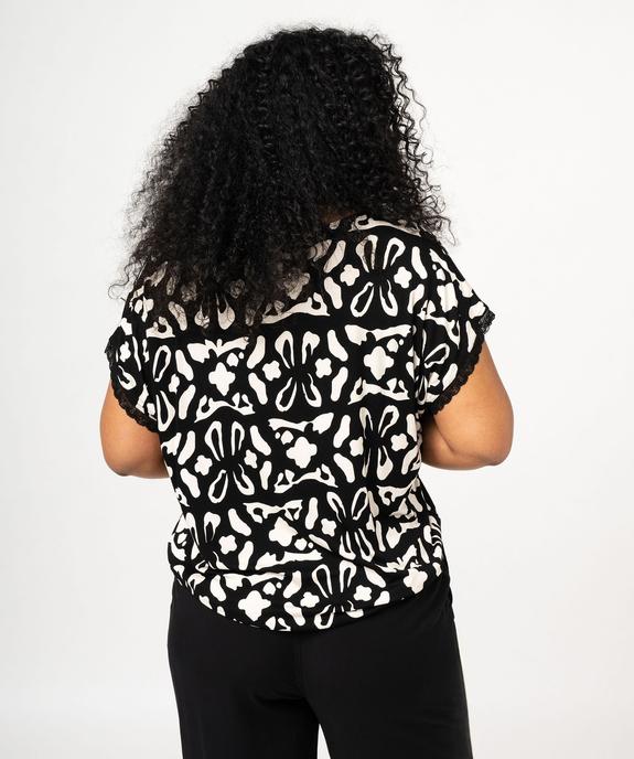Tee-shirt imprimé à manches courtes à col V femme grande taille vue3 - GEMO 4G GT - GEMO