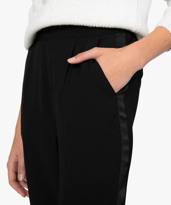Pantalon femme en toile avec bande satinée sur les côtés vue2 - GEMO(FEMME PAP) - GEMO