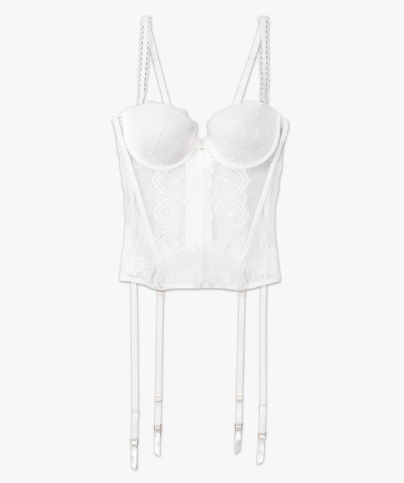 Guêpière en dentelle avec jarretières amovibles vue4 - GEMO(HOMWR FEM) - GEMO