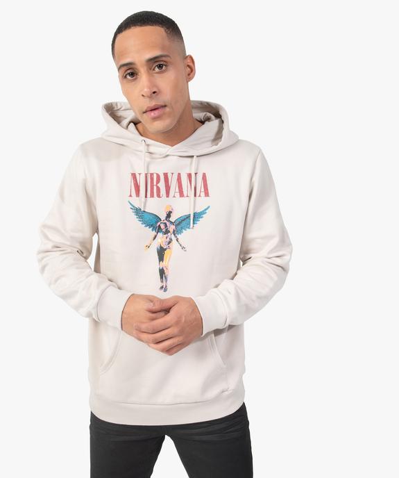 Sweat homme à capuche avec motif – Nirvana vue1 - NIRVANA - GEMO