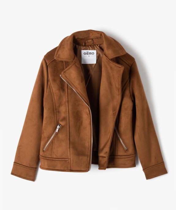 Blouson fille style biker en suédine  vue3 - GEMO (ENFANT) - GEMO