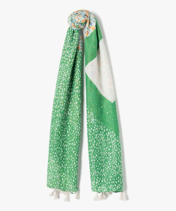 Foulard femme à motifs fleuris et touches pailletées vue1 - GEMO 4G FEMME - GEMO