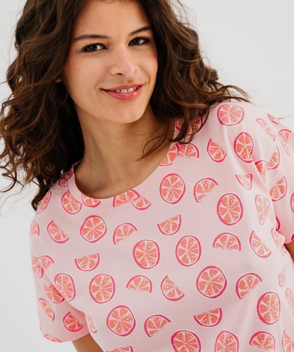 Chemise de nuit à manches courtes imprimée femme vue2 - GEMO 4G FEMME - GEMO