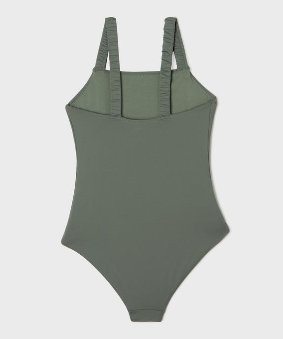 Maillot de bain 1 pièce texturé à  bretelles froncées fille vue3 - GEMO (JUNIOR) - GEMO