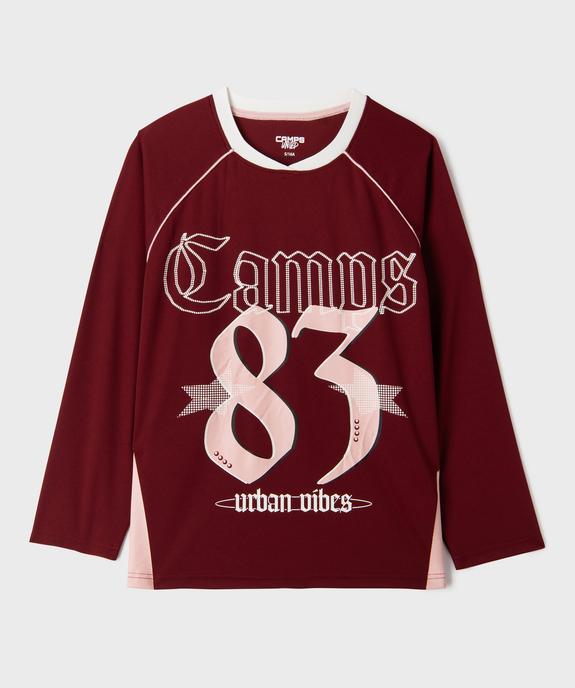 Maillot de sport en mesh imprimé à manches raglan fille - Camps United vue1 - CAMPS US - GEMO