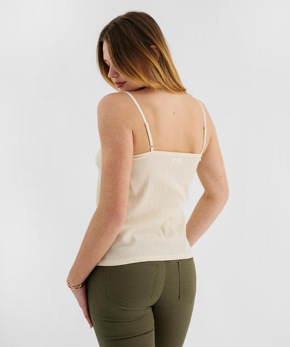 Débardeur à fines bretelles en maille texturée et broderies femme vue3 - GEMO 4G FEMME - GEMO