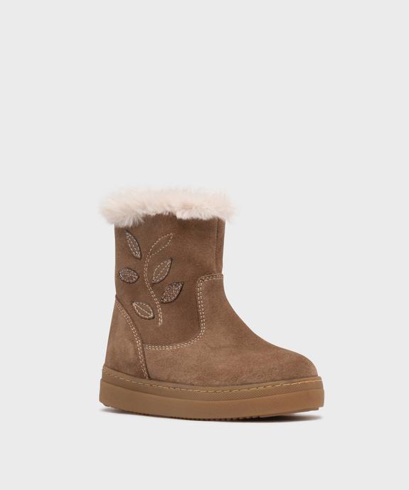 Bottines zippées en cuir suédé avec col fourré fille - Tanéo vue2 - TANEO - GEMO