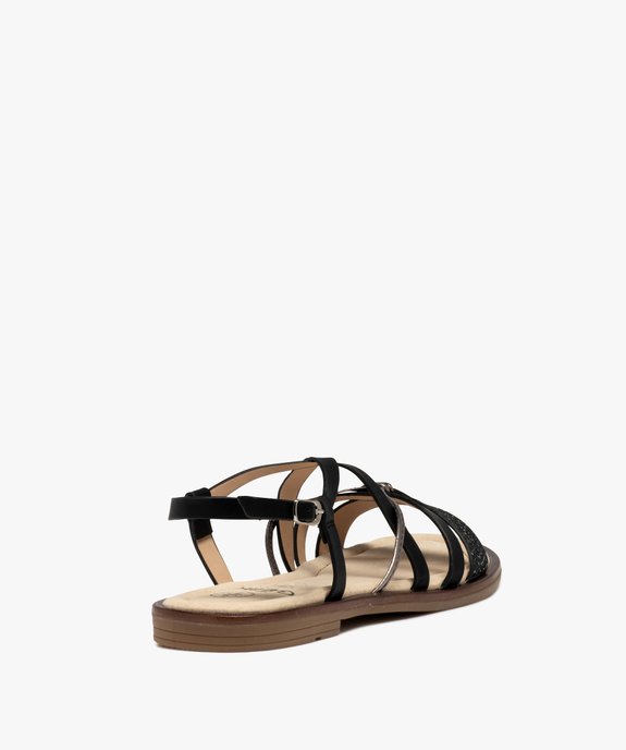 Sandales femme à talon plat et brides métallisées vue4 - GEMO (CASUAL) - GEMO