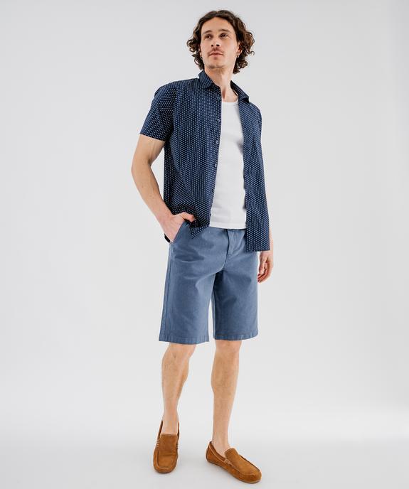 Bermuda en coton extensible coupe Regular avec ceinture tressée homme vue4 - GEMO (HOMME) - GEMO