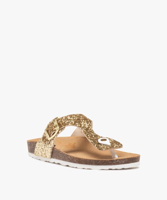 Mules femme plates à paillettes avec entre-doigts vue2 - GEMO (CASUAL) - GEMO