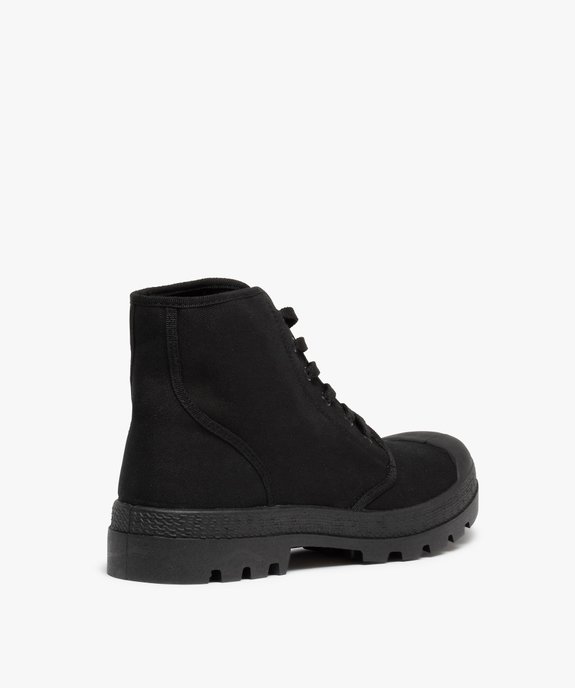 Baskets homme montantes en toile et semelle crantée vue4 - GEMO (CASUAL) - GEMO
