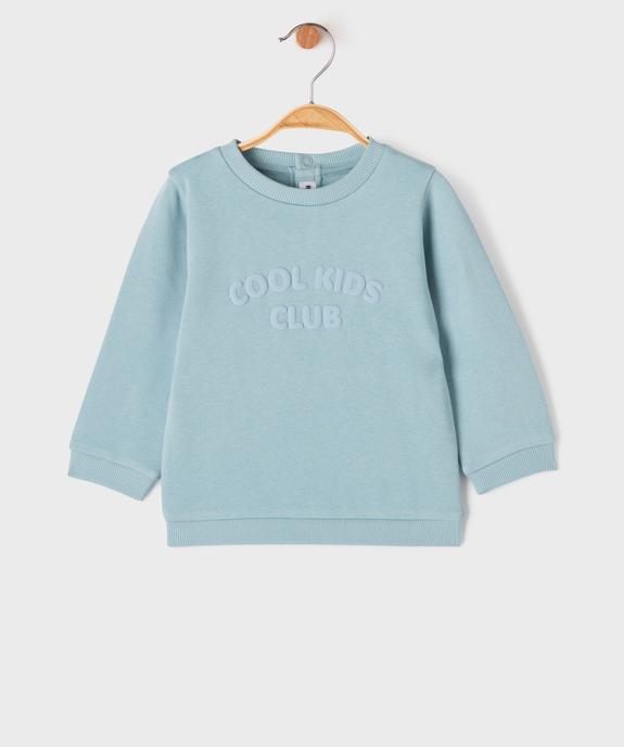 Sweat molletonné avec inscriptions en relief bébé garçon vue1 - GEMO 4G BEBE - GEMO