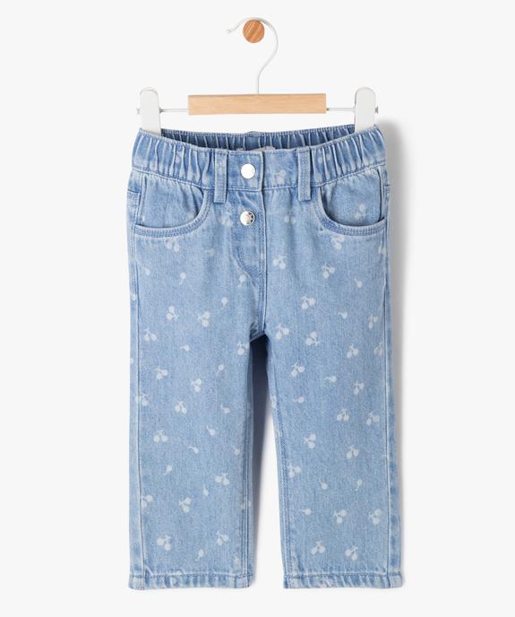 Jean délavé avec motifs cerises bébé fille vue1 - GEMO 4G BEBE - GEMO