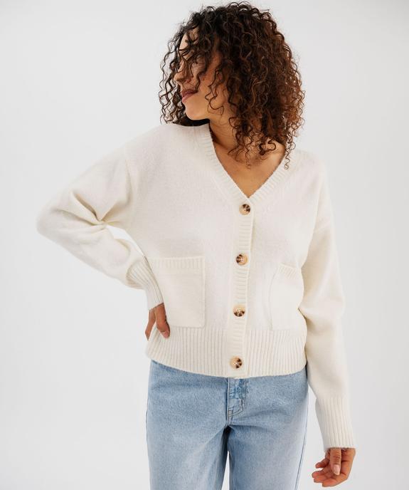 Gilet à col V avec poches femme vue2 - GEMO(FEMME PAP) - GEMO