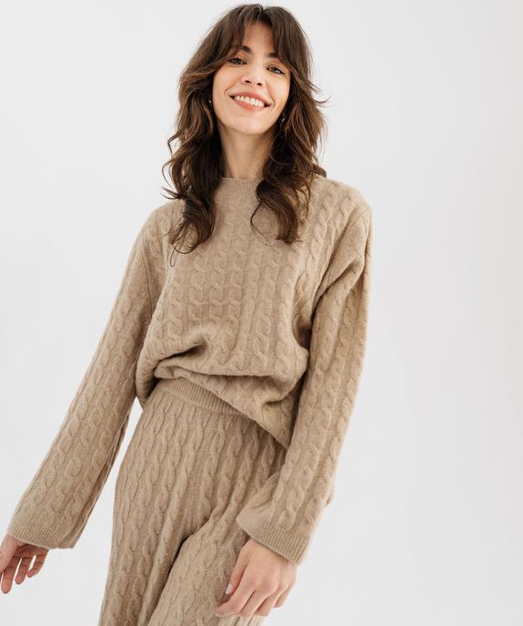Pull large en maille à torsades femme vue2 - GEMO(FEMME PAP) - GEMO