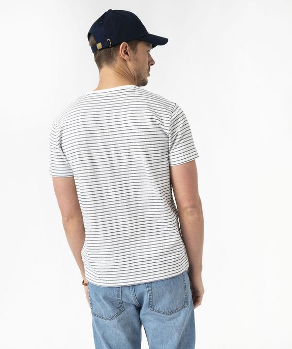 Tee-shirt manches courtes col fantaisie à rayures jacquard homme vue3 - GEMO (HOMME) - GEMO