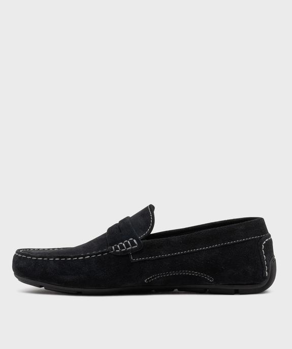 Mocassins dessus cuir velours homme -Tanéo vue3 - TANEO GEMO FOR GOOD - GEMO