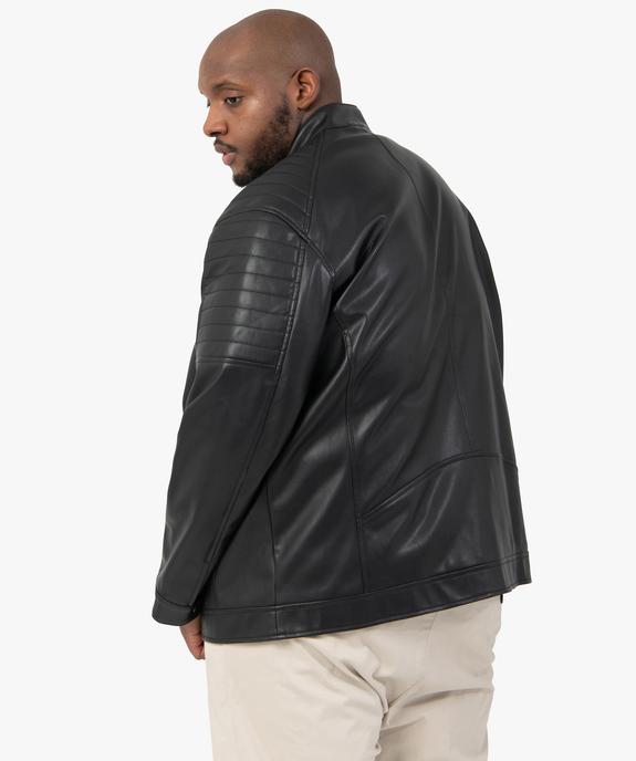 Blouson homme grande taille look biker avec surpiqûres aux épaules vue3 - GEMO (G TAILLE) - GEMO