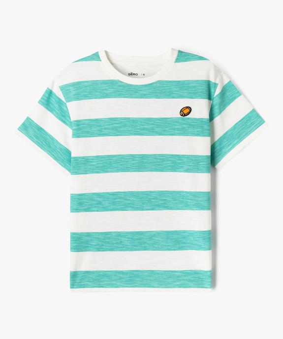 Tee-shirt manches courtes à larges rayures garçon vue1 - GEMO (ENFANT) - GEMO