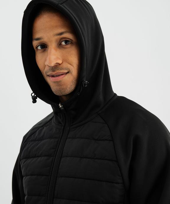 Sweat de sport à capuche zippé devant matelassé homme vue2 - GEMO (HOMME) - GEMO