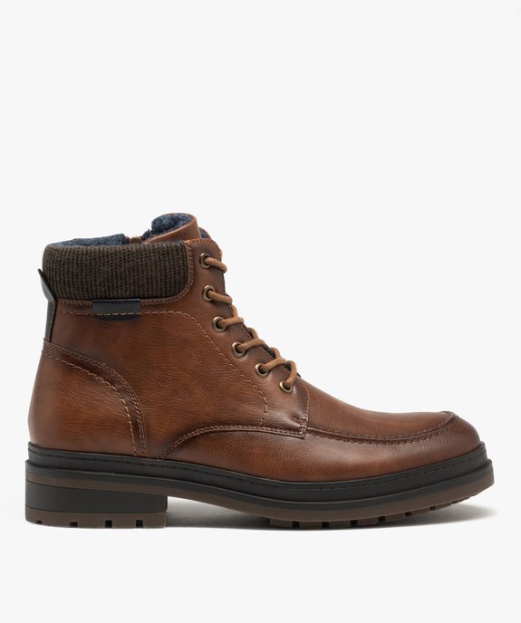 Boots à lacets et zip avec col en textile homme vue2 - GEMO (CASUAL) - GEMO