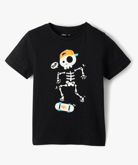Tee-shirt garçon à manches courtes motif squelette phosphorescent vue1 - GEMO (ENFANT) - GEMO