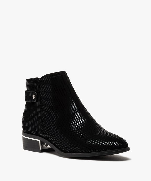 Boots femme unies dessus en suédine à motifs vernis vue2 - GEMO (CASUAL) - GEMO