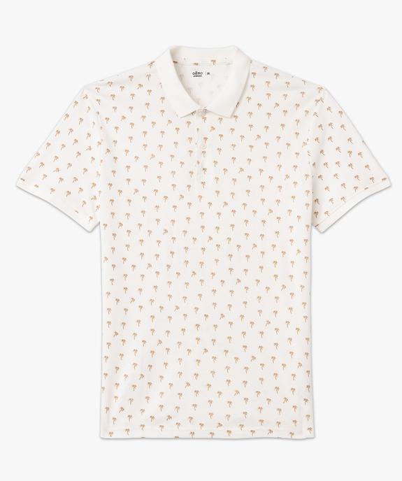 Polo manches courtes en maille de coton piquée à motifs palmies homme vue4 - GEMO 4G HOMME - GEMO