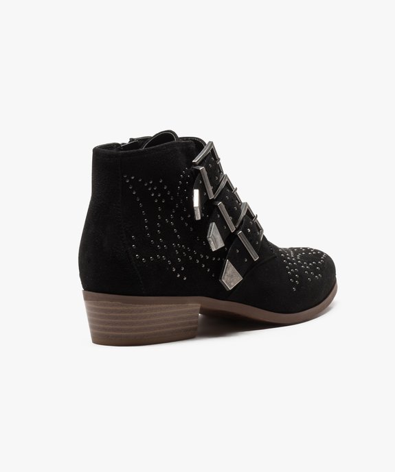 Boots en velours avec clous et boucles métalliques vue4 - GEMO (CASUAL) - GEMO