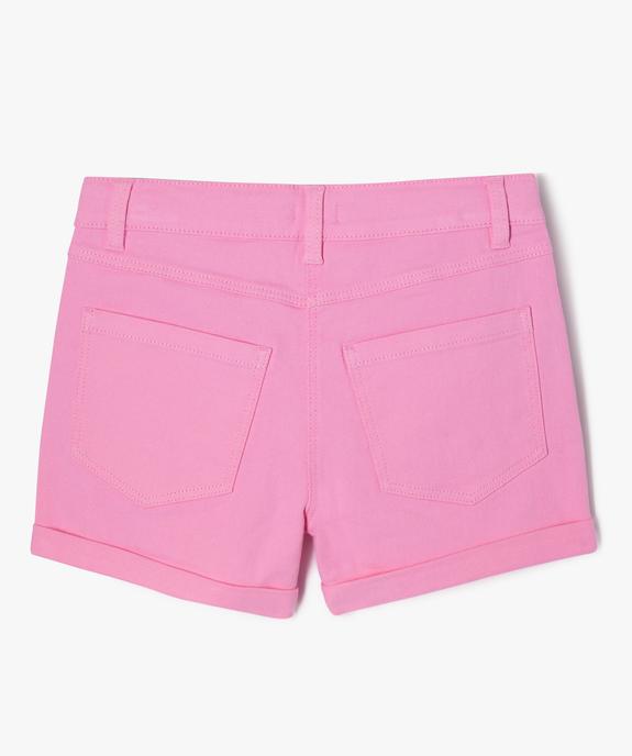Short en denim avec revers cousus fille vue3 - GEMO (JUNIOR) - GEMO