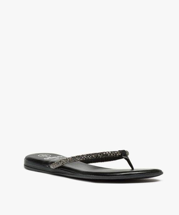 Sandales femme plates à entre-doigts couvert de strass vue2 - GEMO (CASUAL) - GEMO