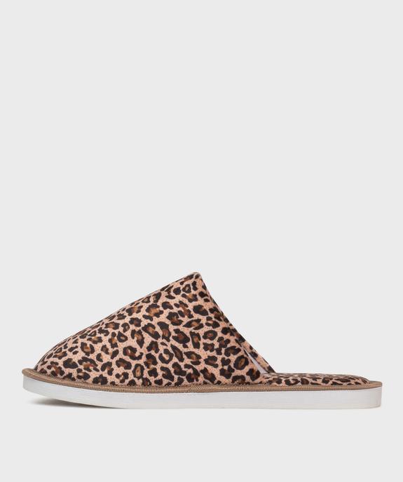 Chaussons mules en velours à motif léopard femme vue3 - GEMO(HOMWR FEM) - GEMO