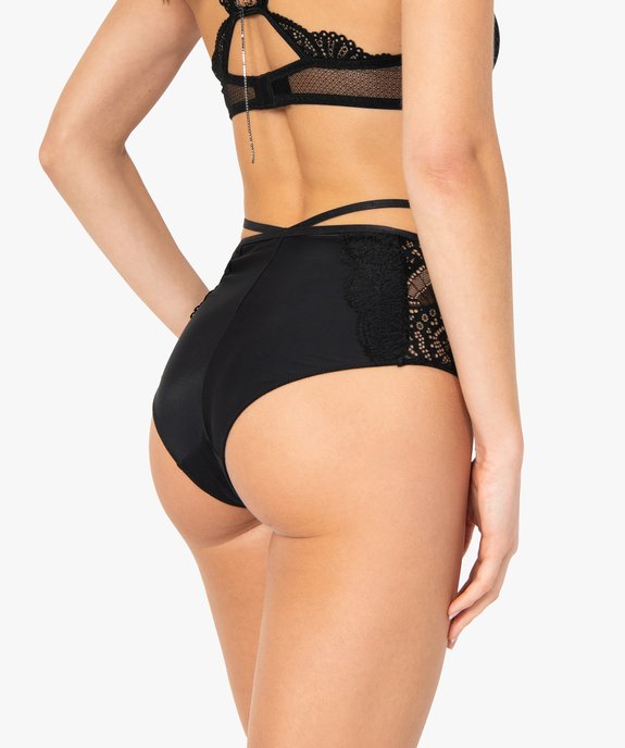Culotte femme taille haute en microfibre et dentelle vue2 - GEMO(HOMWR FEM) - GEMO