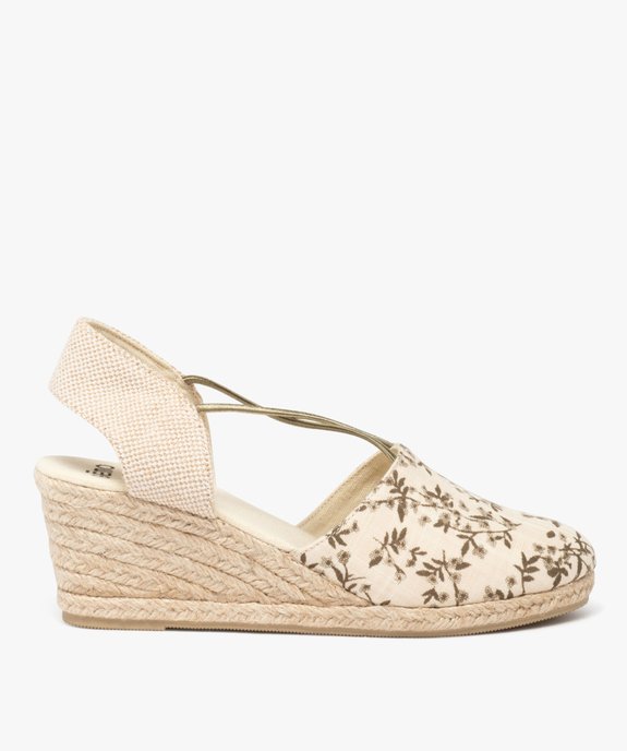 Espadrilles femme à talon compensé en corde avec dessus brides élastiques croisées vue1 - GEMO(URBAIN) - GEMO