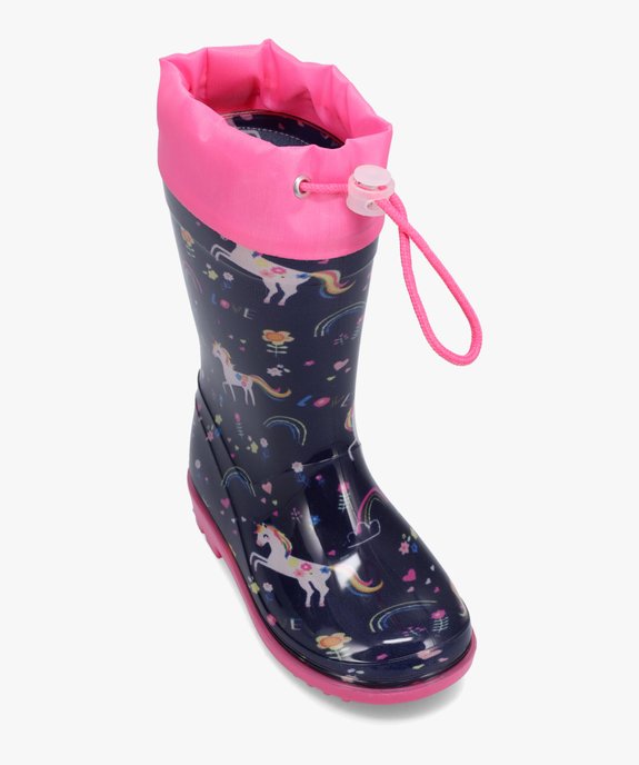 Bottes de pluie fille imprimées licorne à col ajustable vue5 - GEMO (ENFANT) - GEMO