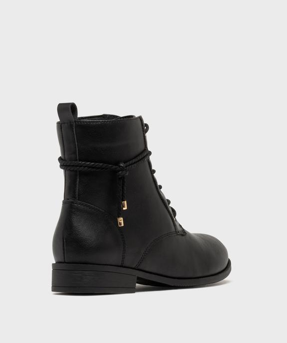 Boots femme à talon plat avec cordelette tressée et nouée embouts dorés vue11 - GEMO (CASUAL) - GEMO