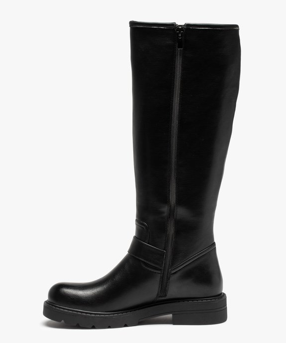 Bottes femme unies à talon plat style motardes vue4 - GEMO (CASUAL) - GEMO