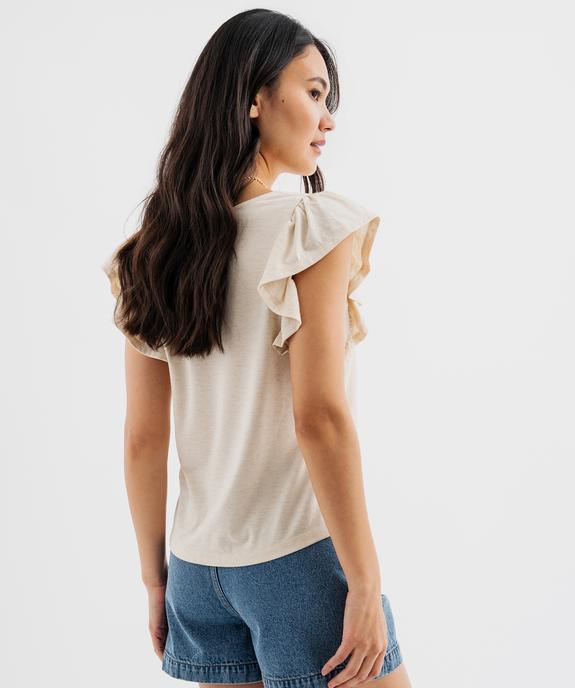 Tee-shirt manches courtes volantés à paillettes femme vue3 - GEMO(FEMME PAP) - GEMO